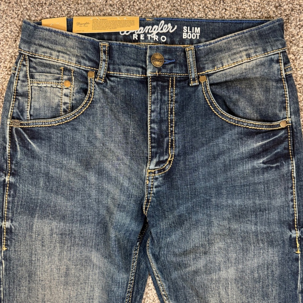 Wrangler Retro Slim Boot Jeans Mens 29x34 Medium Wash Denim 10WLT77LY